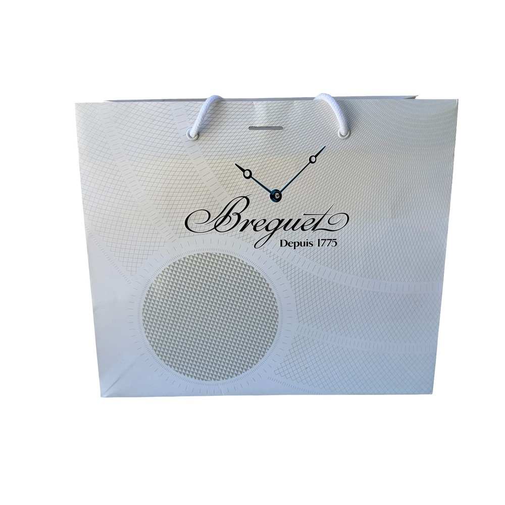 Breguet Luxury Watch Shopping Bag White Silver Guilloche Pattern Large Boutique‎